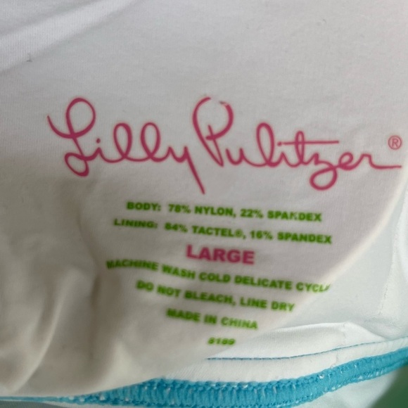 Lilly Pulitzer Blue Green Tropical Leaf Print Halter Tankini Top – Size Large - Picture 5 of 5